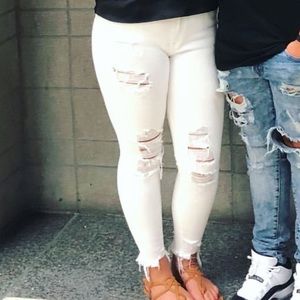 Express ankle legging white ripped jeans!